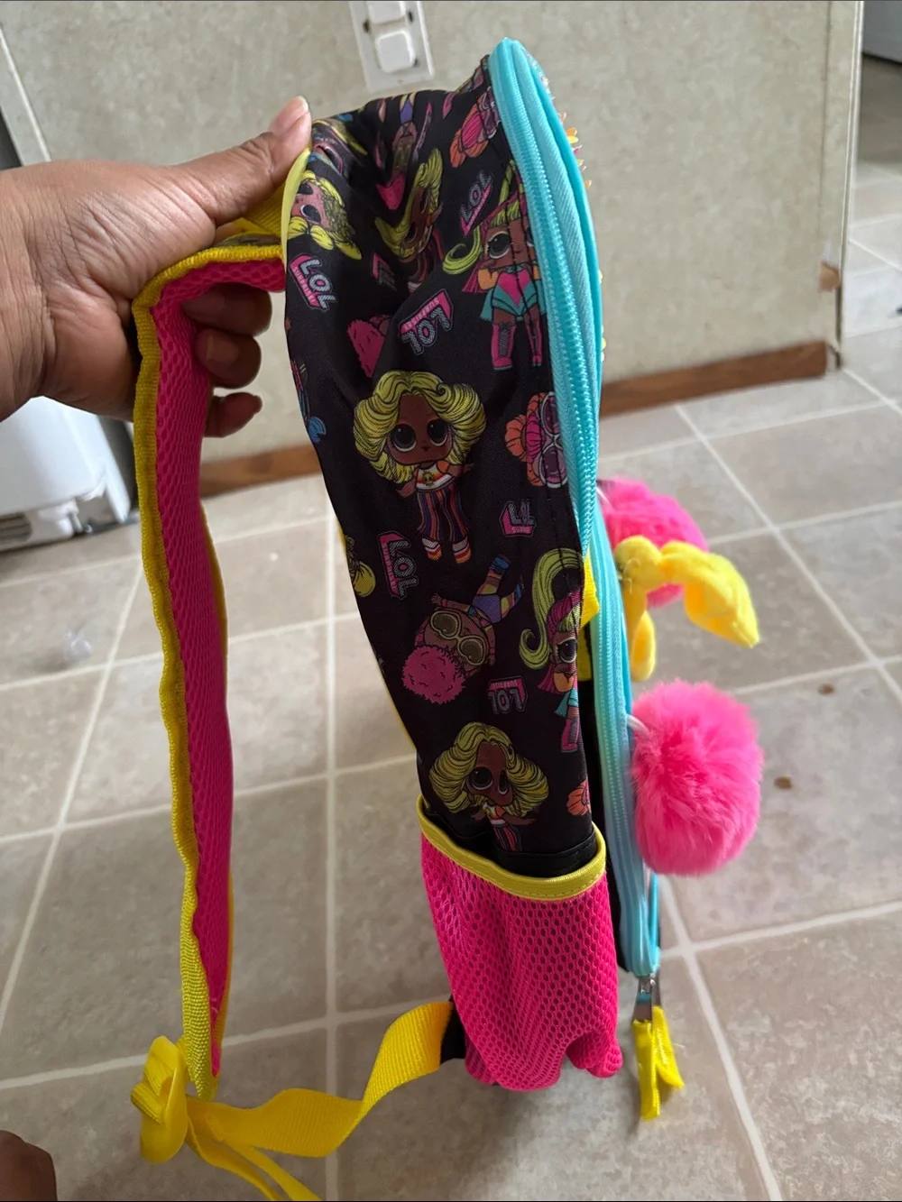 L.O.L. Surprise! Kids Pink & Yellow Sequin Backpack with Pom Pom Charm